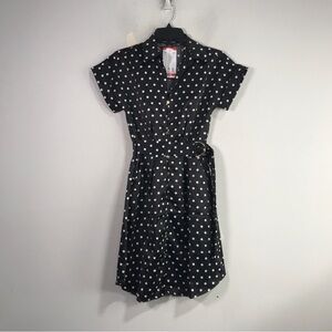 French Connection Short Sleeve Polka Dot Dress, Women's Size XS - Black/White